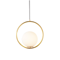 Modern  round glass chandelier gold color metal pendant lamp for home decoration